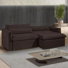 Sofá Cama 3 Lugares Aurora Retrátil Veludo Marrom - Celflex, Marrom, M