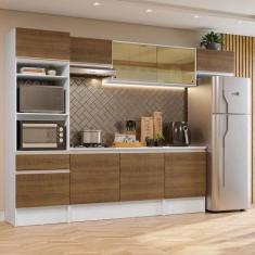 Armário de Cozinha Completa 300cm Branco/Rustic Diamante Madesa 02, Br