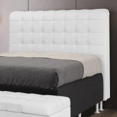 Cabeceira Estofada Rana 140 para Cama de Casal Couro Branco Aradecor