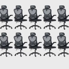 Kit 10 Cadeiras para Escritório Presidente Office Columbus com Tela Mesh