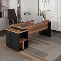 Mesa Diretor com Gaveteiro 2 Gavetas 1 Pasta Pé Quadro Marrom/Preto