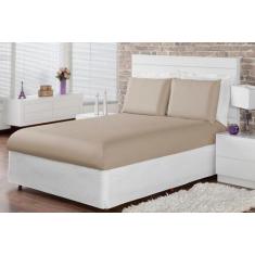 Jogo De Lençol King 3 Peças 40Cm Com Elástico Marrom Claro - Shopping 