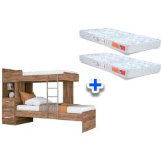 Colchão Pérola Polar (2un) + Beliche Plus Atacama-Jatobá