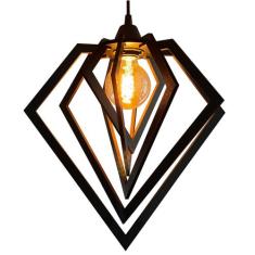 Lustre Luminária Pendente Madeira Sala Quarto Cozinha Balcão Diamante 