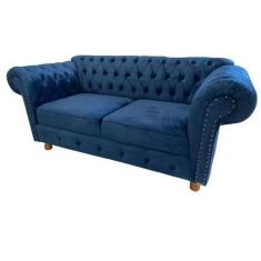 Sofá Chesterfield Luiz XV Veludo Azul Marinho 1,80cm - NOVO ENCANTO