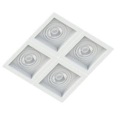 Spot Quadruplo Embutir Quadrado Recuado Branco Para Dicróica Gu10 Mr16