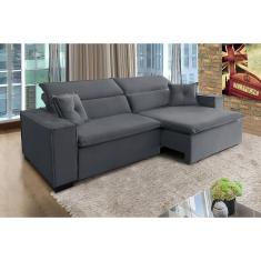 Sofá Londres 2.40m Retrátil E Reclinável Pillow Top - Chumbo