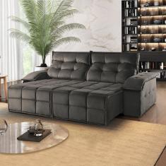 Sofá Retrátil E Reclinável 230Cm 4 Lugares M122 Cinza Escuro
