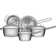 Jogo de Panelas de Aço Inox Tramontina 5 Peças Allegra , Prata, 5