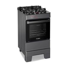 Fogão A Gás Mesa De Vidro Forno 50L Esmaltec Ideal Top Glass Titanium 4 Bocas Bivolt