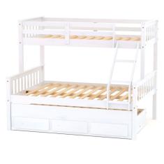 Treliche Casal/Solteiro Premium com 03 Gavetas Madeira Maciça Branco Megamobila