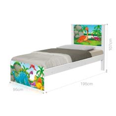 Cama Solteiro Dinossauros no Lago com Colchão