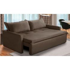 Sofá Sem Caixa Retrátil e Reclinável 2,00m com Molas Kiara Suede Marrom Adonai Estofados