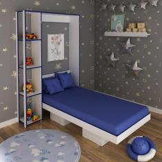 Cama Infantil Articulada CM8013 Tecno Mobili 4 Prateleiras 2 Nichos 128,5x198,5x193cm Branco/Azul