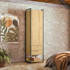 Guarda Roupa Closet Industrial 1 Porta 2 Gavetas Olivar Pinus