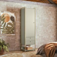 Guarda Roupa Closet Industrial 1 Porta 2 Gavetas Olivar Off White