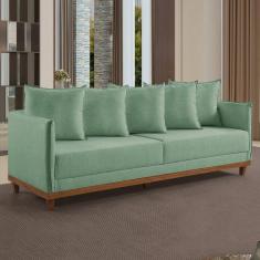 Sofá 3 Lugares 215cm M169 em Linho Living Verde Militar