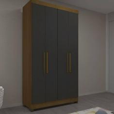 Guarda Roupa Eucamoveis Genova 4 Portas 2 Gavetas Freijo/nero