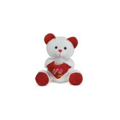 Urso De Pelúcia Com Coração Vermelho 25 Cm Antialérgico
