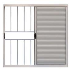 Janela de Alumínio Branco Veneziana de Correr 3 Folhas Com Grade Hale 