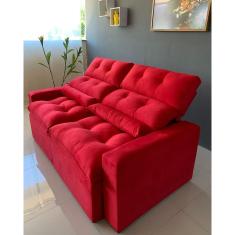 Sofá Retrátil e Reclinável Confortável 2 metros Vermelho