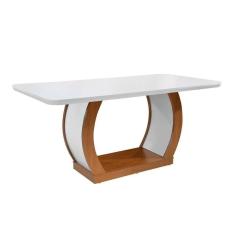 Mesa Para Cozinha Jade + Tampo Madeirado Curvo 180x90cm Imbuia-off White - Rufato