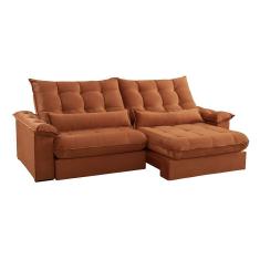 Sofá 3 Lugares Retrátil e Reclinável Aruba Veludo Terracota 210 cm