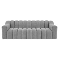 Sofá 2 Lugares Luxo Recepção Escritorio Sala Elegance 180cm Bouclé Cor Cinza