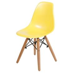 Cadeira Infantil Eames Polipropileno Amarelo Com Base Madeira - 40606
