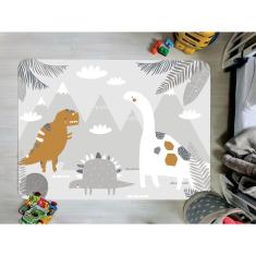 Tapete Infantil Emborrachado Antiderrapante Divertido 95cmx130cm Dino Clear