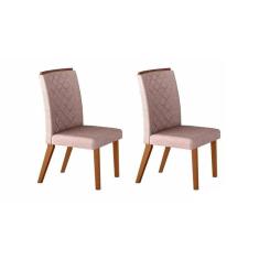 Cadeira Sala de Jantar Jade Madeira Kit 2 Un Capuccino/Linho Turim - Rufato