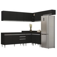 Armário de Cozinha Modulado de Canto 7 Peças CP22 Balcão sem Tampo Preto - Lumil