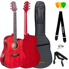 Violão Waldman Folk Sólido Abadia Dcex-1841 Red C/ Bag