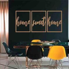 Quadro Decorativo Vazado Home Sweet Home MDF 3mm Branco - Decoarts