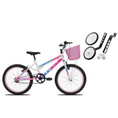 Bicicleta Com Rodinha e Cesta Feminina Infantil Aro 20 KOG-Feminino