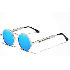 Óculos de Sol Masculino Steampunk Redondo Metal Frame Kingseven Polari