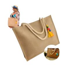 Bolsa De Palha Sintética Para Praia Com Zíper Alça E Forro - Wala Stor