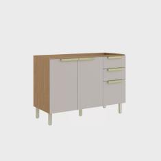 Balcão de Cozinha 120cm 3 Portas 2 Gavetas em Mdf sem Tampo New Porto Itatiaia