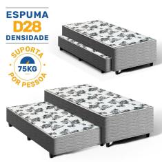 Cama Box com Colchão e Auxiliar de Espuma Unique 3 em 1 Solteiro 88cm