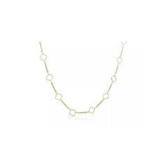 Colar Com Corrente Detalhada Com Flor Vazada Folheado Em Ouro 18k