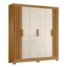 Guarda Roupas Casal Ripado 6 Portas 2 Gavetas Freijó/Off White Valença Moval