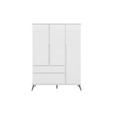 Guarda Roupa Infantil 2 Gavetas 3 Portas Roupeiro Bebê Retrô Com Pés Melinda Bco - Phoenix Baby