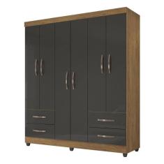 Guarda Roupa Casal Honduras 6 Portas Freijó Grafite Perolizado - Móveis Leão