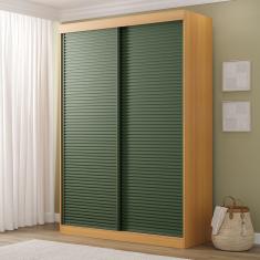 Guarda-roupa 2 Portas Ripadas Samambaia Cabecasa Madeiramadeira Carvalho/Verde