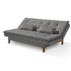 Sofá Cama Bangkok Pés De Madeira C Almofadas Espuma D-23 Cor cinza