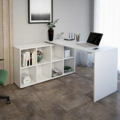 Mesa Para Computador de Canto  Artany com 8 Nichos Nero, Branco