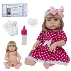 Boneca Tipo Reborn Loira Recém Nascida Com Chupeta 13 Itens - Cegonha 
