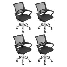 Kit 4 Cadeiras para Escritório Diretor Tok Preto