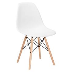 Cadeira Charles Eames Eiffel DSW Branco Com Madeira Clara