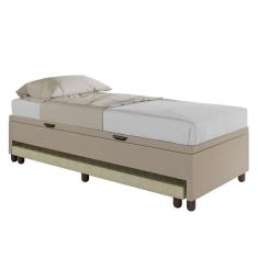 Bicama Box Baú Solteiro 88x188 Cm Samy S05 Linho Bege - Mpozenato